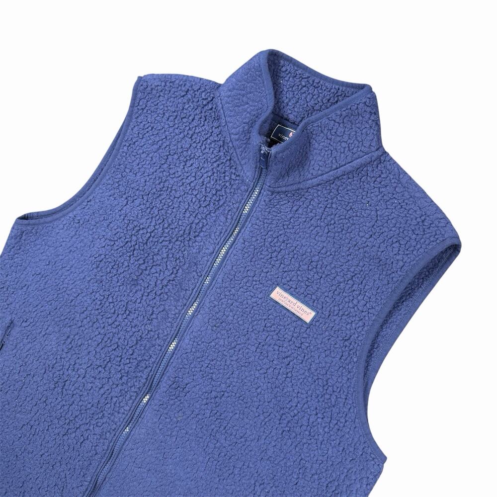 Vineyard Vines Women’s L Sherpa Fleece Vest Blue Full Zip Martha’s Vineyard
